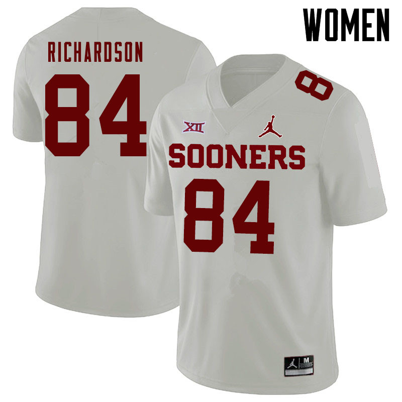 Jordan Brand Women #84 Kyre Richardson Oklahoma Sooners College Football Jerseys Sale-White - Click Image to Close